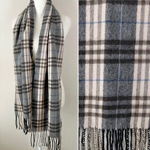 Tartan Plaid Cashmere Blend Scarf Unisex Neutral Old Money Heritage Quiet Luxury